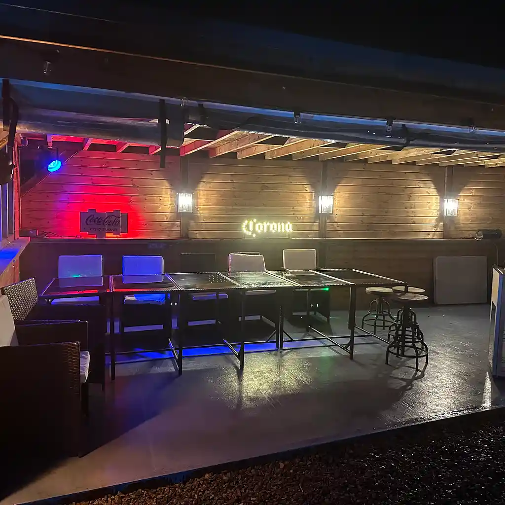 Our Outdoor VIP Seating Area, available to hire for parties and events.